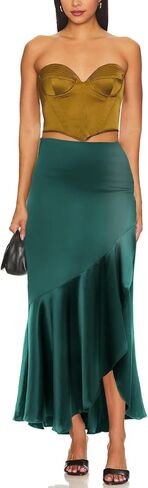 Sebowel Women Satin Skirt Silk a line swing swing blease cocktail coktail tairts حريرية منخفضة منخفضة المستوى تنورة maxi مع انقسام in Kuwait