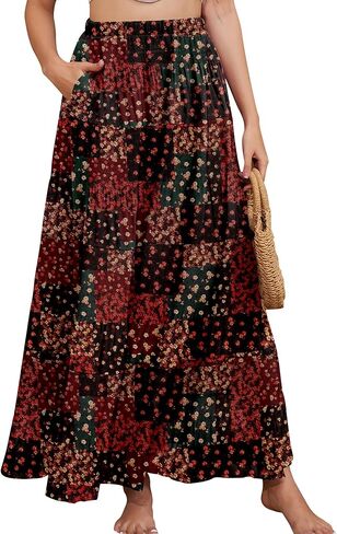 Women's Maxi Skirt with Pockets High Waisted Casual A-Line Pleated Long Skirts in Kuwait