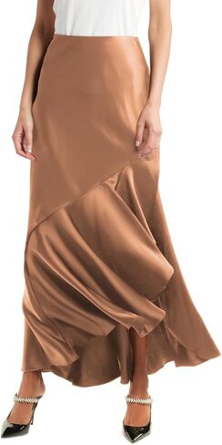 Sebowel Women Satin Skirt Silk a line swing swing blease cocktail coktail tairts حريرية منخفضة منخفضة المستوى تنورة maxi مع انقسام in Kuwait