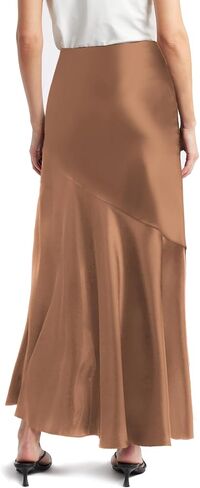 Sebowel Women Satin Skirt Silk a line swing swing blease cocktail coktail tairts حريرية منخفضة منخفضة المستوى تنورة maxi مع انقسام in Kuwait