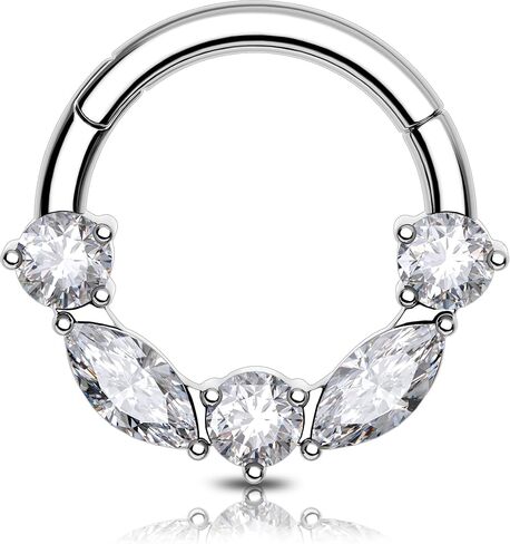 OUFER 16G Daith Piercing Jewelry, 316L Surgical Steel Daith Jewelry, Clear CZ Daith Earrings, Helix Cartilage Septum Piercing Jewelry for Women in Saudi Arabia