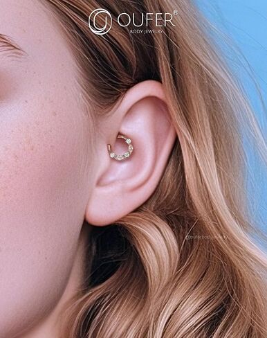 OUFER 16G Daith Piercing Jewelry, 316L Surgical Steel Daith Jewelry, Clear CZ Daith Earrings, Helix Cartilage Septum Piercing Jewelry for Women in Saudi Arabia