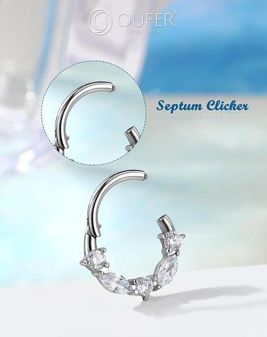 OUFER 16G Daith Piercing Jewelry, 316L Surgical Steel Daith Jewelry, Clear CZ Daith Earrings, Helix Cartilage Septum Piercing Jewelry for Women in Saudi Arabia