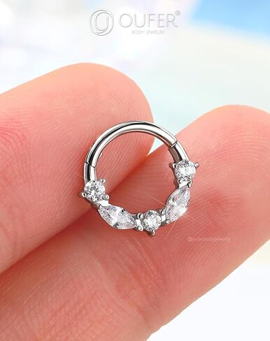 OUFER 16G Daith Piercing Jewelry, 316L Surgical Steel Daith Jewelry, Clear CZ Daith Earrings, Helix Cartilage Septum Piercing Jewelry for Women in Saudi Arabia
