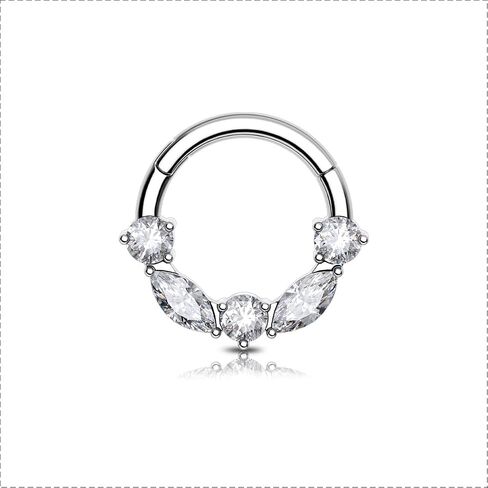 OUFER 16G Daith Piercing Jewelry, 316L Surgical Steel Daith Jewelry, Clear CZ Daith Earrings, Helix Cartilage Septum Piercing Jewelry for Women in Saudi Arabia