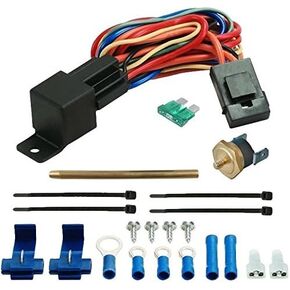 210'F مزدوج مروحة تبريد المبرد الكهربائي في زعنفة درجة حرارة الترموستات ترحيل ترحيل الأسلاك مجموعة أجهزة استشعار مجموعة السيارات الشاحنة للسيارات الشاملة in Kuwait