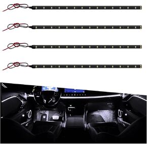 4PCS DC 12V Waterproof Car LED Light Strip, 30CM/1Ft 3528 15SMD Car Underbody Light Strip with 9" Wire, Vehicle Interior Exterior Decoration Light for Golf Cart, Boat, Motorcycle (White) in Saudi Arabia