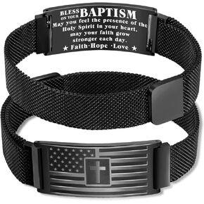 العلم كروس أساور آية الكتاب المقدس للرجال الأولاد ملهمة المعصم المسيحيين الهدايا الدينية سوار الفولاذ المقاوم للصدأ قابل للتعديل in Kuwait