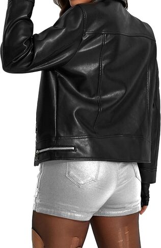 Avanova Women Faux Leather Zip Up Jacket Motorcycle Biker Bomber Jackets Coat in Saudi Arabia