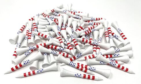 NorthPointe 2 1/8" Short Golf Tees for Par 3’s, Low Profile Woods and Hybrids – USA Stars and Stripes American Flag – 80 Wooden Golf Short Tees in Bulk in Saudi Arabia