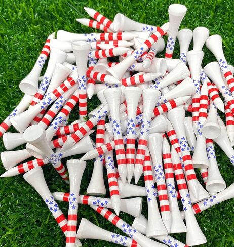 NorthPointe 2 1/8" Short Golf Tees for Par 3’s, Low Profile Woods and Hybrids – USA Stars and Stripes American Flag – 80 Wooden Golf Short Tees in Bulk in Saudi Arabia