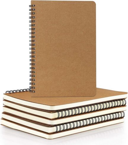 EUSOAR Kraft Hardcover Spiral Notebook, A5 1pack 5.5"X8.3" 160 Pages College Ruled Lined Travel Writing Notebooks Journal, Memo Notepad Sketchbook, Students Office Business Subject Diary Book Journal in Kuwait