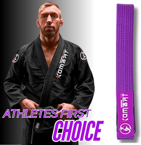 KOMBAT USA Adults Brazilian Jiu Jitsu Belts for Men & Women, Premium IBJJF Approved BJJ Belts Ranking Stripes Sleeve Bar in Kuwait