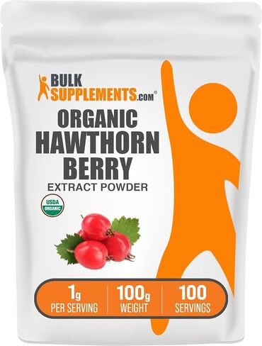 BulkSupplements.com Organic Hawthorn Berry Extract Powder - Hawthorn Berry Supplement - Herbal & Gluten Free, 1g per Serving, 250g (8.8 oz) (Pack of 1) in Saudi Arabia