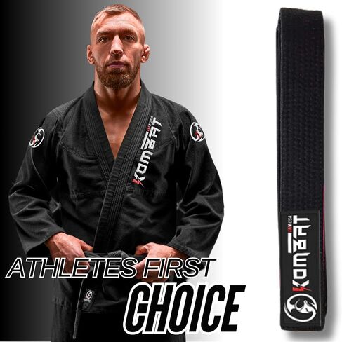KOMBAT USA Adults Brazilian Jiu Jitsu Belts for Men & Women, Premium IBJJF Approved BJJ Belts Ranking Stripes Sleeve Bar in Kuwait