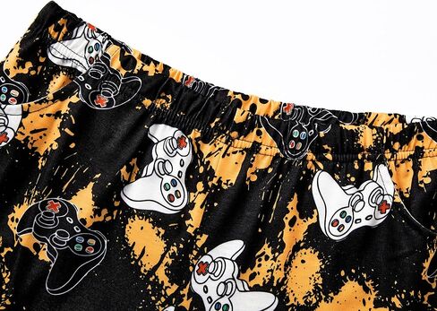 Tebbis Boys Summer Pajama Set, 3-Piece Gamer PJs‌ - Short Sleeves, Tank Top & Shorts Soft Yellow Sleepwear Size 6-18 in Kuwait