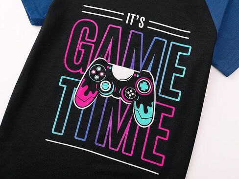 Tebbis Boys Summer Pajama Set ، 3 قطع Gamer PJS‌-أكمام قصيرة ، أعلى دبابات وسروال شورت ناعم صفراء النوم حجم 6-18 in Kuwait