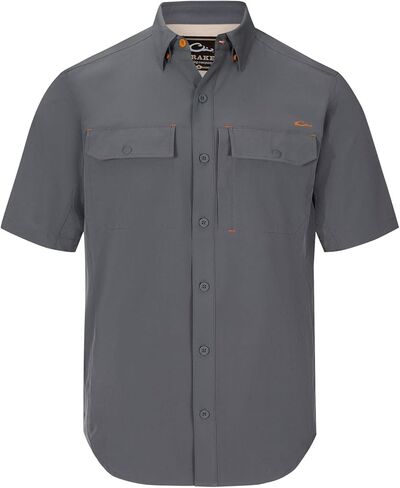 Drake Waterfowl Men's Lake Shore Performance Casual Moisture-Wicking Lightweight Breathable Solid Short Sleeve Buttoned Shirt in Saudi Arabia