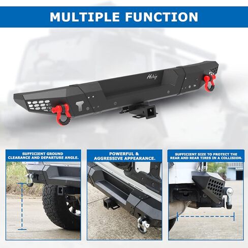 المصد الخلفي لجيب 2007-2018 Wrangler JK Unlimited ، Hawkley Alloy Steel Width JK Pumper مع D-Ring و 2 "مستقبل قياسي لـ 07-18 Wrangler JKU Unlimited 4WD 2WD in Kuwait