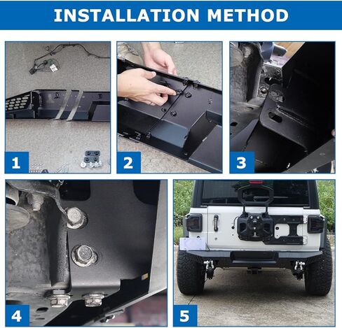 المصد الخلفي لجيب 2007-2018 Wrangler JK Unlimited ، Hawkley Alloy Steel Width JK Pumper مع D-Ring و 2 "مستقبل قياسي لـ 07-18 Wrangler JKU Unlimited 4WD 2WD in Kuwait
