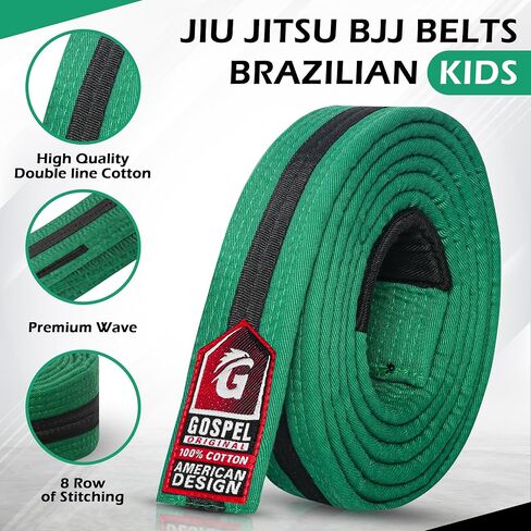 الإنجيل الرياضي البرازيلي جيو جيتسو أحزمة بريشورانك للفنون القتالية شباب أحزمة BJJ للفتيات والفتيان مع خطوط ترتيب BJJ in Saudi Arabia