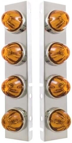 United Pacific 30985 PB SS Front Air Cleaner Bracket w/8X Glass Watermelon Lights & SS Bezels -Amber Lens in Saudi Arabia