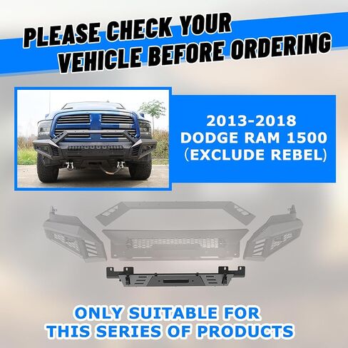 Front Bumper Skid Plate Winch Plate for 2013-2018 Dodge Ram 1500 Pickup Truck & 2019-2023 Ram 1500 Classic (Exclude Warlock), Pickup Offroad Front Bumper Skid Plate & Winch Plate in Saudi Arabia