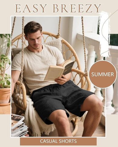 2 Pack Men's Big & Tall Linen Shorts, Cotton Casual Elastic Waist Drawstring Beach Summer Shorts with Pockets in Kuwait