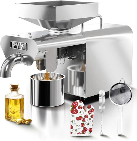 PYY Oil Press Machine - Upgrade 1800W Cold & Hot Press Automatic Electric Oil Maker Extractor for Home, Seeds Nuts Oil Expeller Press Mill, Stainless Steel Household for Peanut Flaxseed Olive Kernel in Saudi Arabia