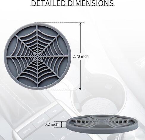 Alpmosn 4PCS Spider Web Car Coasters for Cup Holders, Halloween Funny Non-Slip Silicone Insert Ornaments Coasters, Automotive Cupholder Goth Accessories for Men & Women(Black) in Kuwait