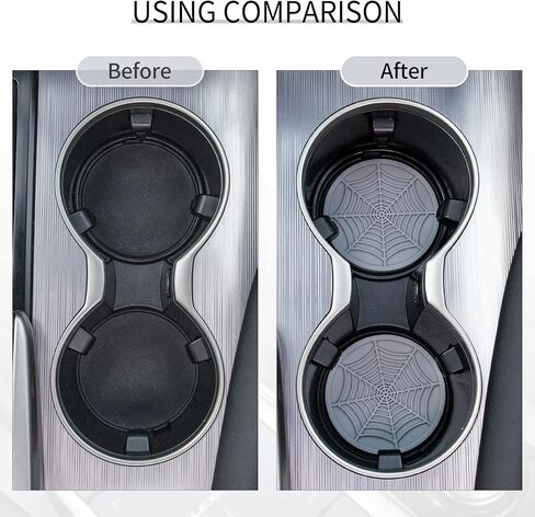 Alpmosn 4PCS Spider Web Car Coasters for Cup Holders, Halloween Funny Non-Slip Silicone Insert Ornaments Coasters, Automotive Cupholder Goth Accessories for Men & Women(Black) in Kuwait