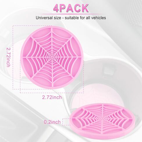 Alpmosn 4PCS Spider Web Car Coasters for Cup Holders, Halloween Funny Non-Slip Silicone Insert Ornaments Coasters, Automotive Cupholder Goth Accessories for Men & Women(Black) in Saudi Arabia