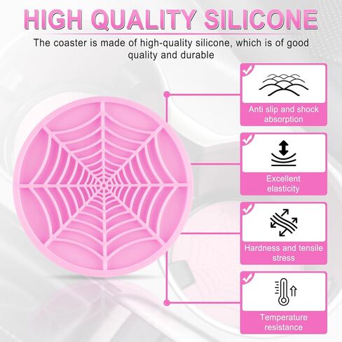 Alpmosn 4PCS Spider Web Car Coasters for Cup Holders, Halloween Funny Non-Slip Silicone Insert Ornaments Coasters, Automotive Cupholder Goth Accessories for Men & Women(Black) in Saudi Arabia