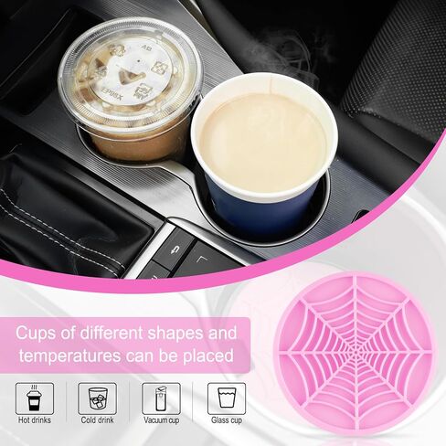 Alpmosn 4PCS Spider Web Car Coasters for Cup Holders, Halloween Funny Non-Slip Silicone Insert Ornaments Coasters, Automotive Cupholder Goth Accessories for Men & Women(Black) in Saudi Arabia