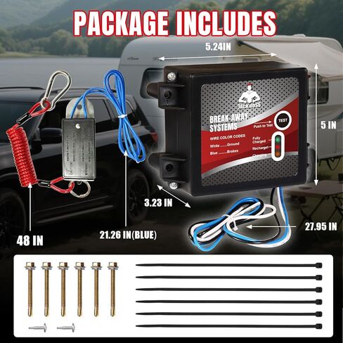 Trailer Brakes Breakaway Kit，12V Side Load Break-Away Controller System with Switch and LED Indicator，Universal Waterproof Trailer Brake Controller for Trailer Vehicle Automotive in Saudi Arabia