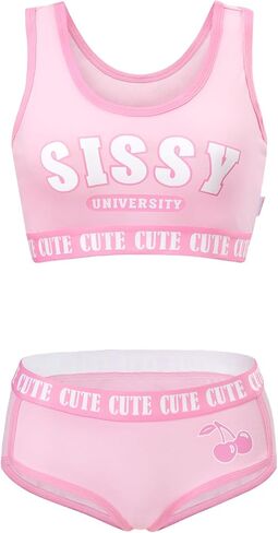 Littleforbig Unisex Cotton Camisole and Panties Sports Loungewear Sissy University Bralette Set in Kuwait