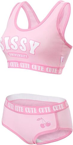 Littleforbig Unisex Cotton Camisole and Panties Sports Loungewear Sissy University Bralette Set in Kuwait