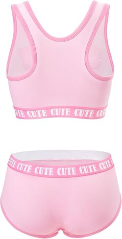 Littleforbig Unisex Cotton Camisole and Panties Sports Loungewear Sissy University Bralette Set in Kuwait