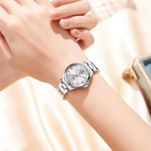 OLEVS Womens Watch Elegant Dress Diamond Analog Quartz Watch Two Tone Stainless Steel Waterproof Luminous Wristwatch in Kuwait