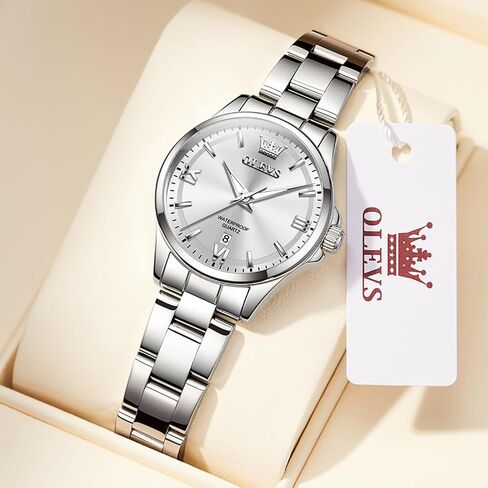OLEVS Womens Watch Elegant Dress Diamond Analog Quartz Watch Two Tone Stainless Steel Waterproof Luminous Wristwatch in Kuwait