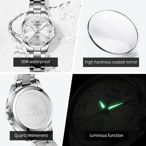 OLEVS Womens Watch Elegant Dress Diamond Analog Quartz Watch Two Tone Stainless Steel Waterproof Luminous Wristwatch in Kuwait