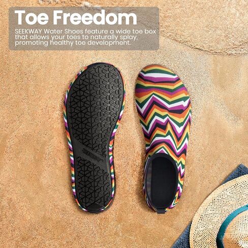 SEEKWAY Water Shoes Women Men Adult Quick-Dry Aqua Socks Barefoot Non Slip for Beach Swim River Pool Lake surf Black SK002(U) in Kuwait