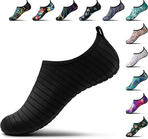 SEEKWAY Water Shoes Women Men Adult Quick-Dry Aqua Socks Barefoot Non Slip for Beach Swim River Pool Lake surf Black SK002(U) in Kuwait