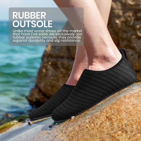 SEEKWAY Water Shoes Women Men Adult Quick-Dry Aqua Socks Barefoot Non Slip for Beach Swim River Pool Lake surf Black SK002(U) in Kuwait