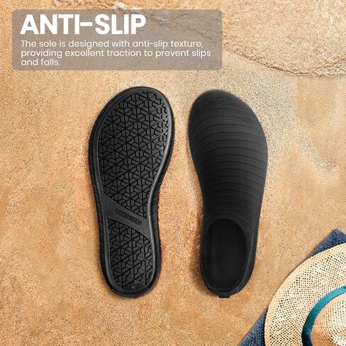 SEEKWAY Water Shoes Women Men Adult Quick-Dry Aqua Socks Barefoot Non Slip for Beach Swim River Pool Lake surf Black SK002(U) in Kuwait