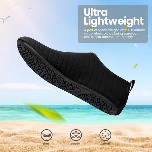 SEEKWAY Water Shoes Women Men Adult Quick-Dry Aqua Socks Barefoot Non Slip for Beach Swim River Pool Lake surf Black SK002(U) in Kuwait