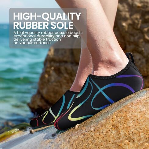 أحذية مياه Seekway النساء الرجال البالغين الجوارب المائية الجفون السريع حافي القدمين من أجل الشاطئ للسباحة نهر البحيرة بحيرة سوداء SK002 (u) in Kuwait