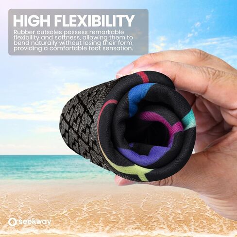 أحذية مياه Seekway النساء الرجال البالغين الجوارب المائية الجفون السريع حافي القدمين من أجل الشاطئ للسباحة نهر البحيرة بحيرة سوداء SK002 (u) in Kuwait