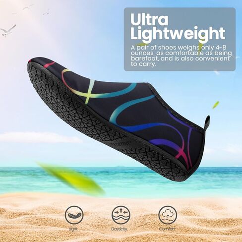 أحذية مياه Seekway النساء الرجال البالغين الجوارب المائية الجفون السريع حافي القدمين من أجل الشاطئ للسباحة نهر البحيرة بحيرة سوداء SK002 (u) in Kuwait