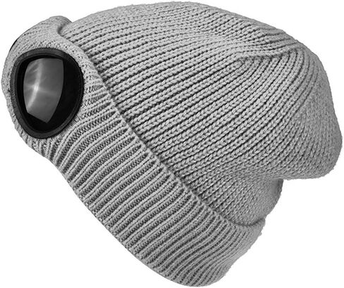 Unisex Knitted Goggles Beanie - Winter Stylish Skull Warm Cap, Outdoor Sports Fashion Fleece Lining Stretchy Hat in Kuwait
